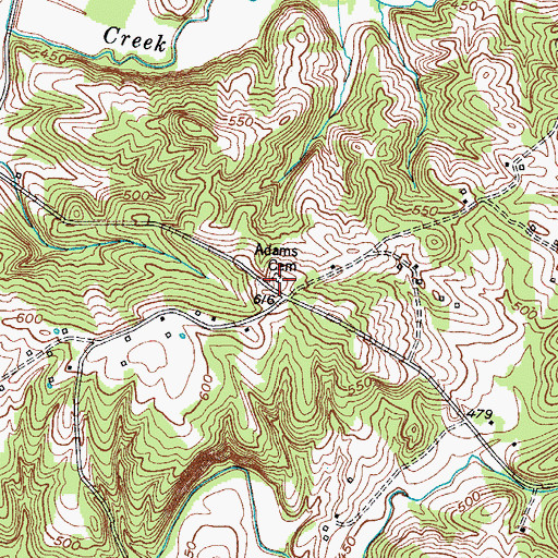 Topographic Map of Adams Cemetery, KY