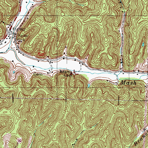 Topographic Map of Adams Cemetery, KY