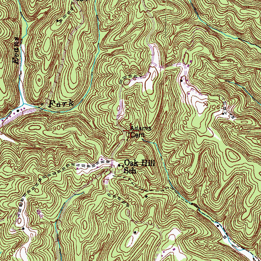 Topographic Map of Adams Cemetery, KY