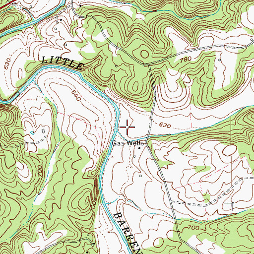 Topographic Map of Adams Creek, KY