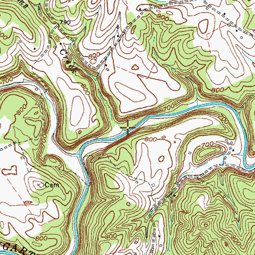 Topographic Map of Adams Creek, KY