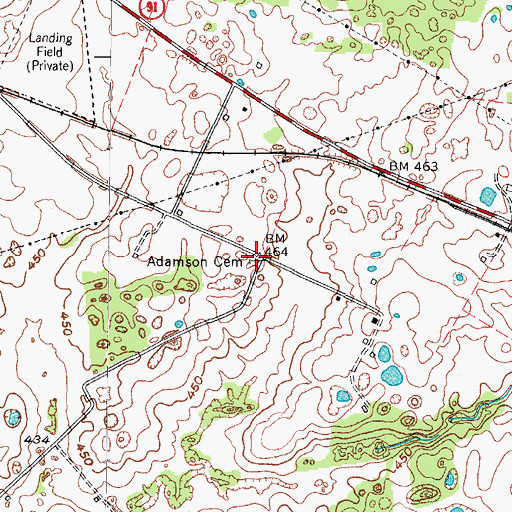 Topographic Map of Adamson Cemetery, KY