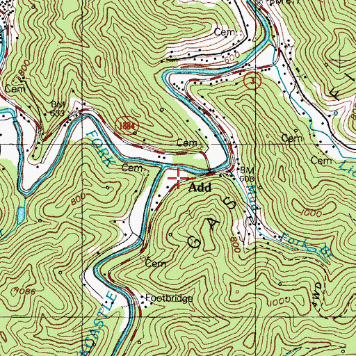 Topographic Map of Add, KY