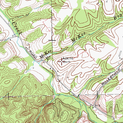 Topographic Map of Adkins Cemetery, KY