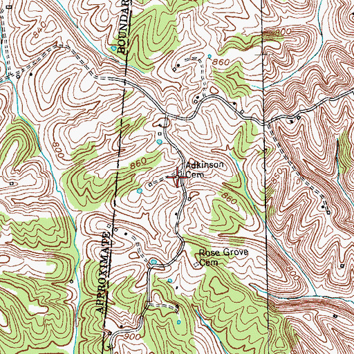 Topographic Map of Adkinson Cemetery, KY