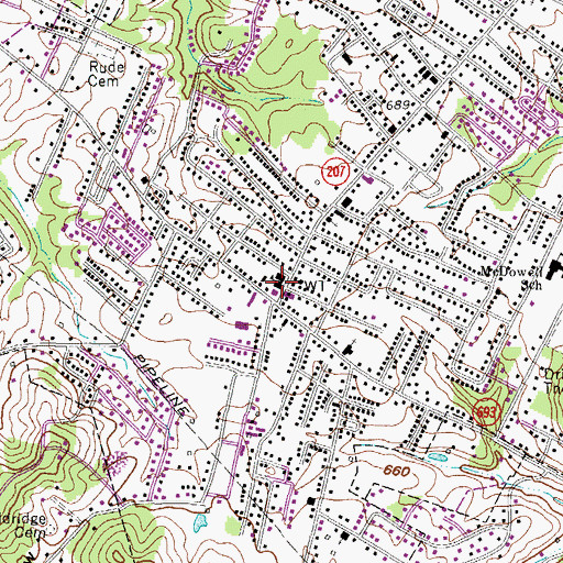 Topographic Map of Advance School, KY