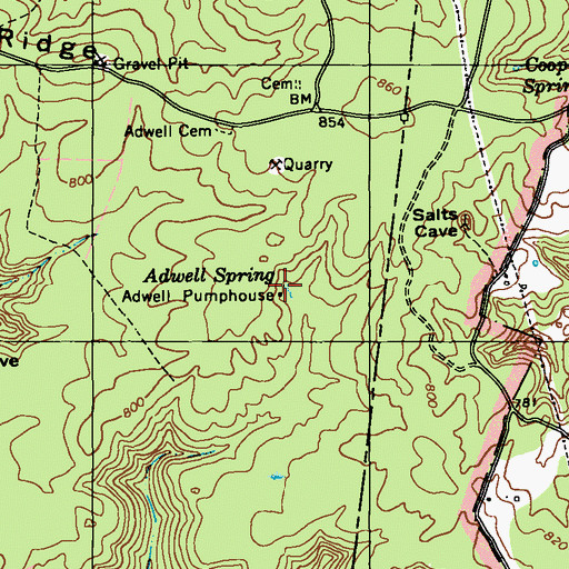 Topographic Map of Adwell Spring, KY