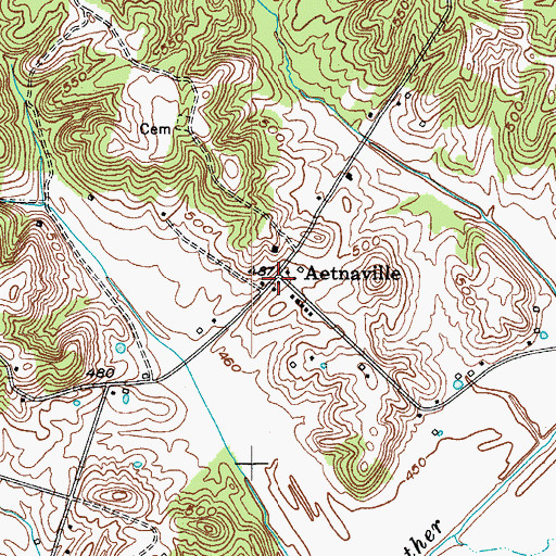 Topographic Map of Aetnaville, KY