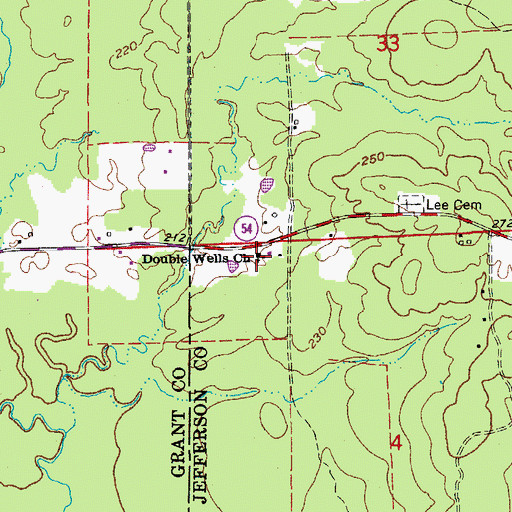 Topographic Map of Double Wells Church, AR