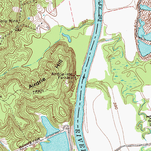 Topographic Map of Airdrie Iron Furnace, KY