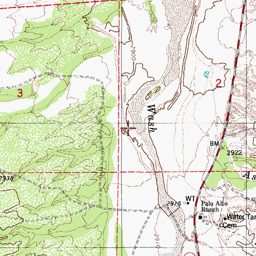 Topographic Map of Fresno Wash, AZ