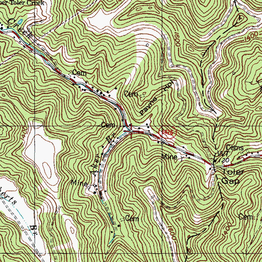 Topographic Map of Aker Branch, KY