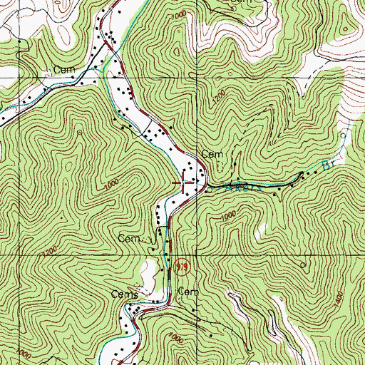 Topographic Map of Akers Branch, KY