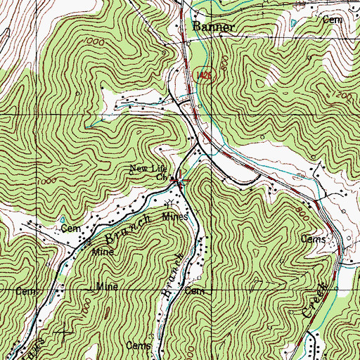 Topographic Map of Akers Branch, KY