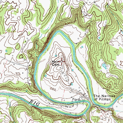 Topographic Map of Akin Cemetery, KY
