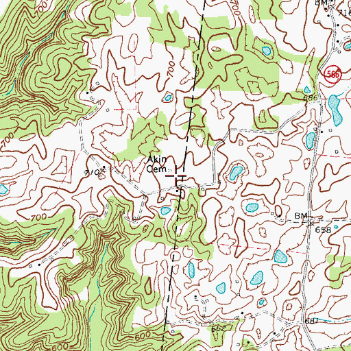 Topographic Map of Akin Cemetery, KY