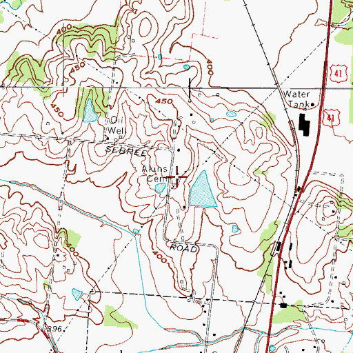 Topographic Map of Eakins Cemetery, KY