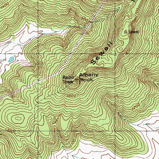 Topographic Map of Albany Rock, KY