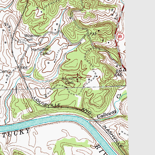 Topographic Map of Alcorn Cemetery, KY