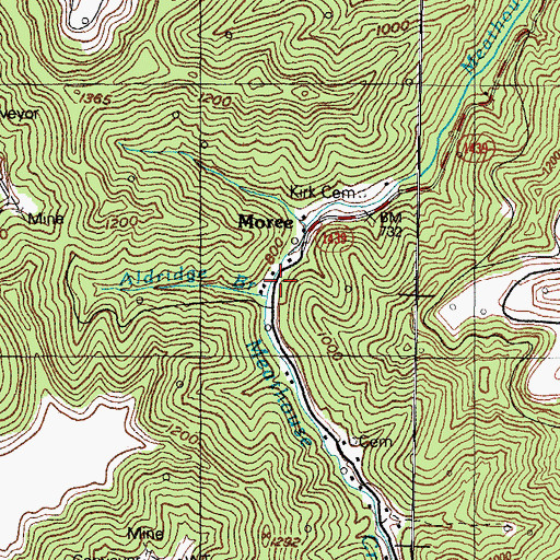 Topographic Map of Aldridge Branch, KY