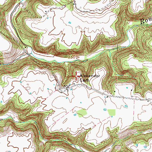Topographic Map of Alexander Cemetery, KY