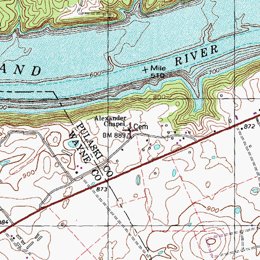 Topographic Map of Alexander Chapel, KY