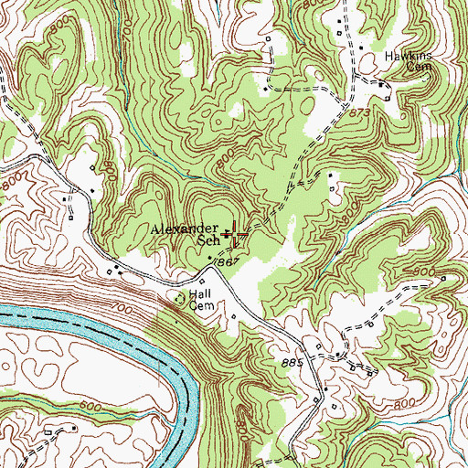 Topographic Map of Alexander School, KY