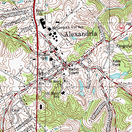 Topographic Map of Alexandria, KY