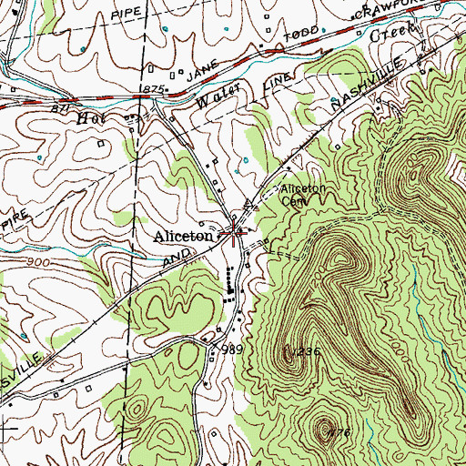 Topographic Map of Aliceton, KY