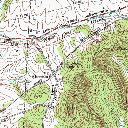 Topographic Map of Aliceton Cemetery, KY