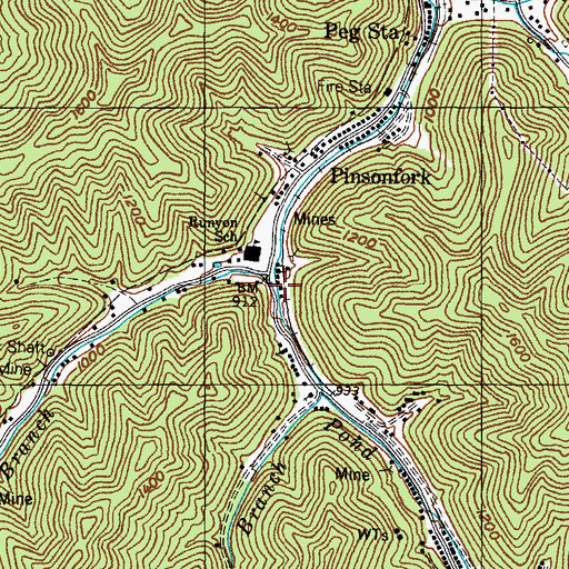 Topographic Map of Atkins Branch, KY