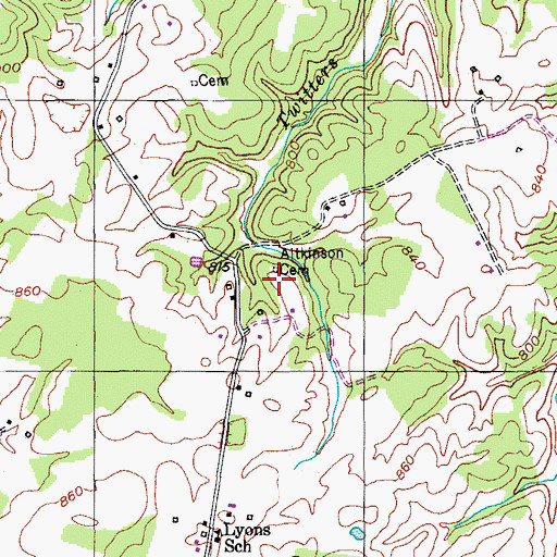 Topographic Map of Alkinson Cemetery, KY