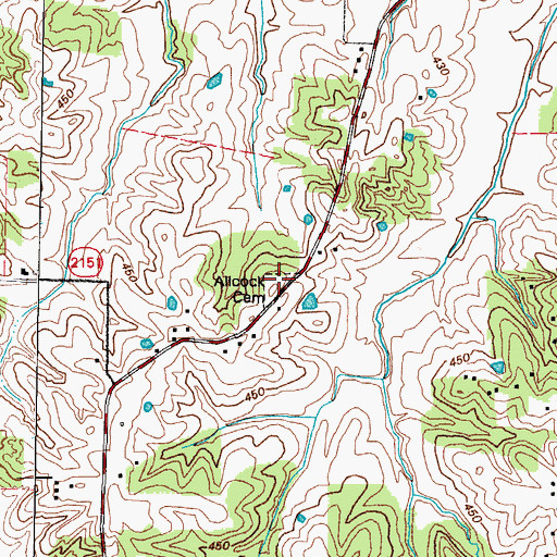 Topographic Map of Allcock Cemetery, KY