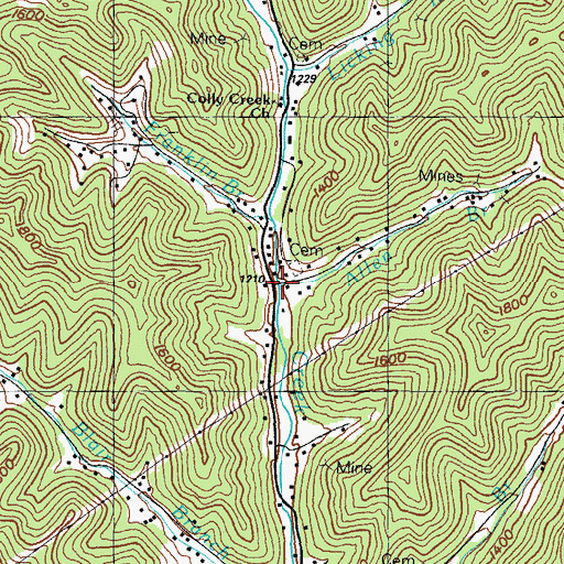 Topographic Map of Allen Branch, KY