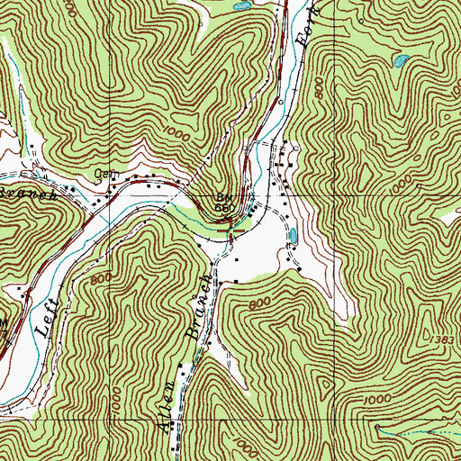 Topographic Map of Allen Branch, KY