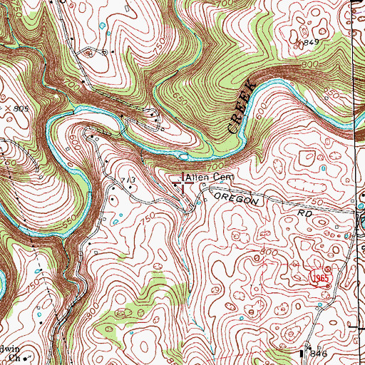 Topographic Map of Allen Cemetery, KY