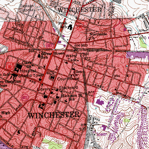 Topographic Map of Allen Church, KY