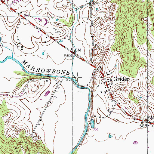 Topographic Map of Allen Creek, KY