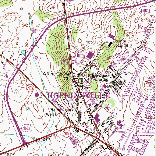 Topographic Map of Allen Grove Church, KY