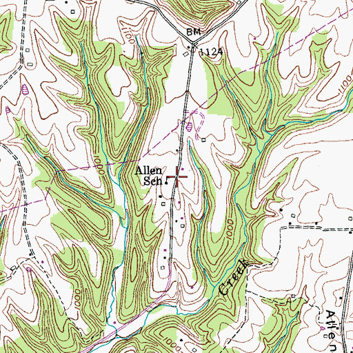 Topographic Map of Allen School, KY