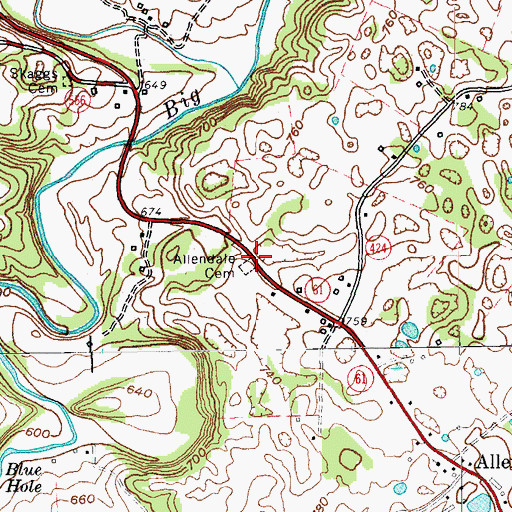 Topographic Map of Allendale Cemetery, KY