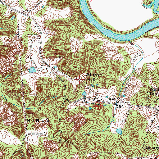 Topographic Map of Allens Hill, KY