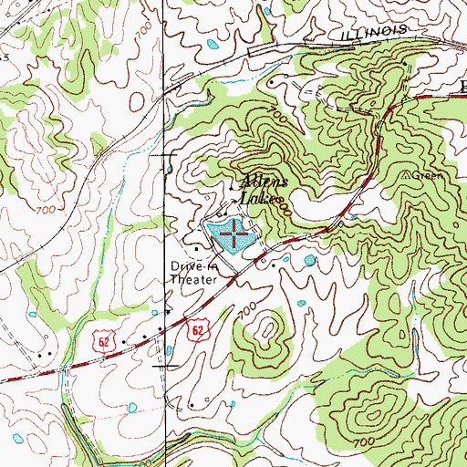 Topographic Map of Allens Lake, KY