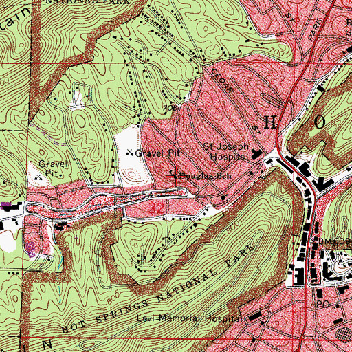 Topographic Map of Douglas School, AR