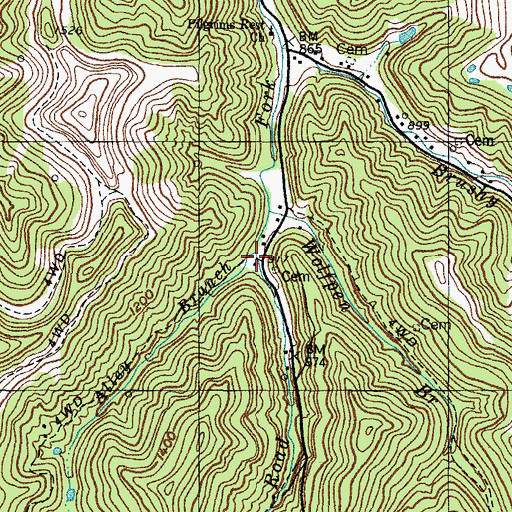 Topographic Map of Alley Branch, KY