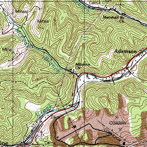 Topographic Map of Alliance Church, KY