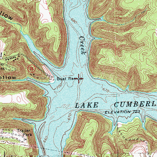 Topographic Map of Alligator Creek, KY
