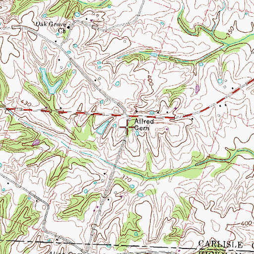 Topographic Map of Allred Cemetery, KY