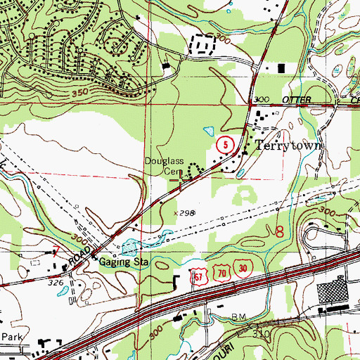 Topographic Map of Douglass Cemetery, AR
