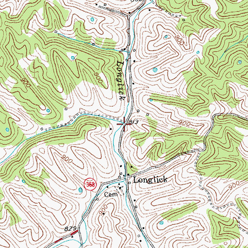 Topographic Map of Allsup Branch, KY